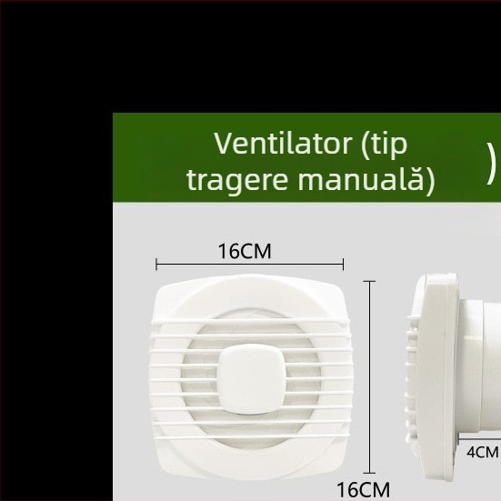 Ventilator de evacuare pentru baie, puternic și silențios, ventilație de bucătărie la viteză mare, montaj pe perete de sticlă