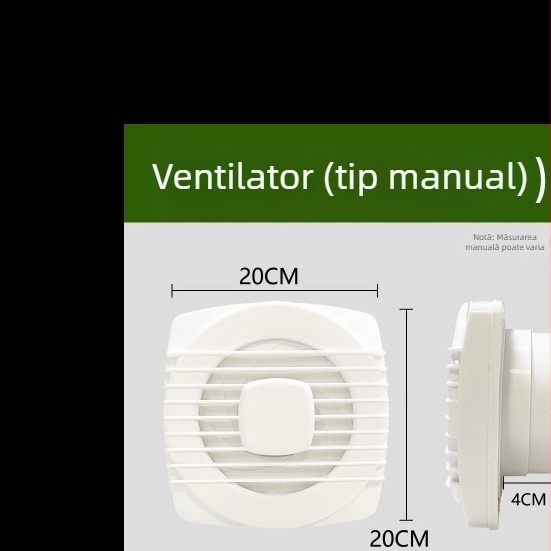 Ventilator de evacuare pentru baie, puternic și silențios, ventilație de bucătărie la viteză mare, montaj pe perete de sticlă