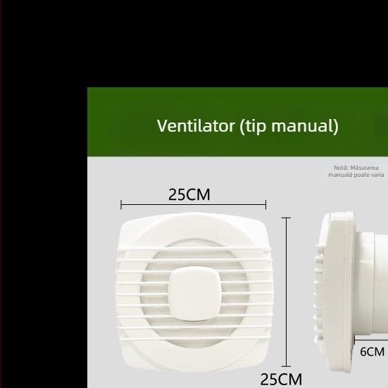 Ventilator de evacuare pentru baie, puternic și silențios, ventilație de bucătărie la viteză mare, montaj pe perete de sticlă