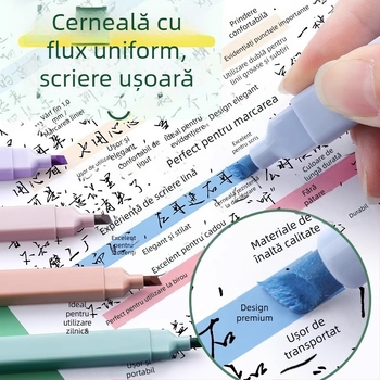Marker dublu vârf, prietenos cu ochii, pentru elevi, evidențiere colorată, notițe și jurnal, cu capacitate mare, design atractiv.