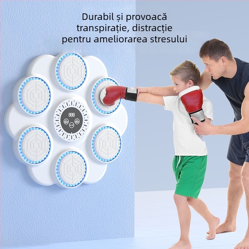 Dispozitiv inteligent de box cu muzică pentru acasă – țintă de perete pentru adulți și copii, antrenament de reacție și relaxare