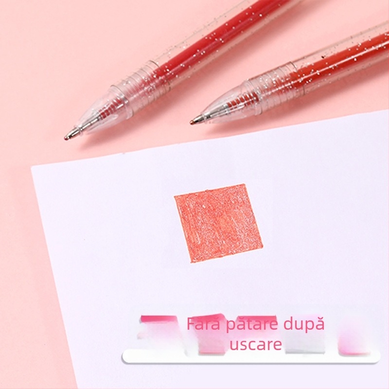 Stilou gel cu sclipici și marker fluorescent pentru jurnal, culoare perlată, efect nisip curgător