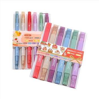 Marker parfumat cu două capete pentru evidențiere și stilou de acuarelă – set în cutie, design inimă de fată pentru elevi