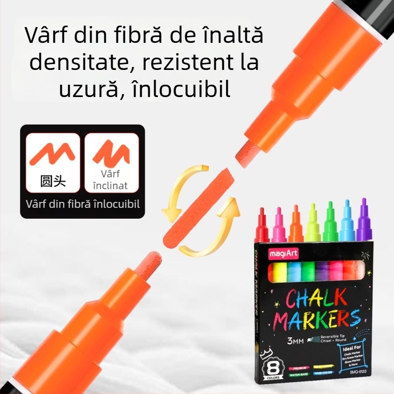 Somachi marker ștergător pentru tablă din sticlă iluminată, 3 mm, marker graffiti pentru tablă, fără praf, cretă lichidă