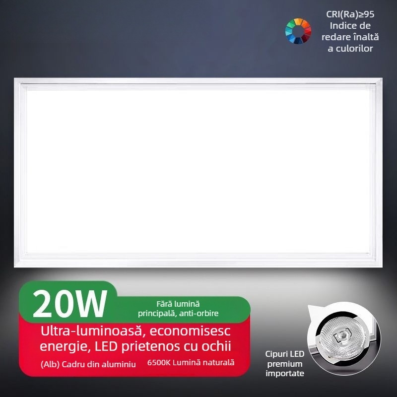 Lumină LED încastrată în plafon, pentru bucătărie și baie, panou plat integrat 600×300 mm