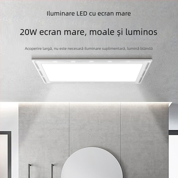 Ventilator LED de plafon pentru baie, iluminare și ventilație, 2 în 1, dimensiune 300×300 mm