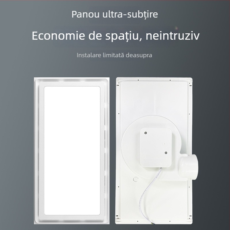 Ventilator LED de plafon pentru baie, iluminare și ventilație, 2 în 1, dimensiune 300×300 mm