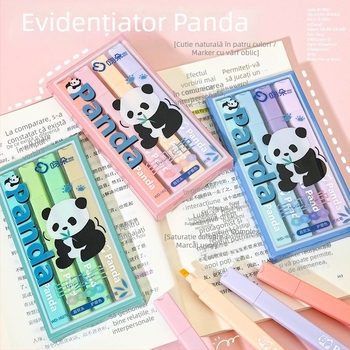 Marker Panda nou, nuanțe naturale, corp pătrat, stil Instagram drăguț, marker pentru jurnal cu vârf înclinat