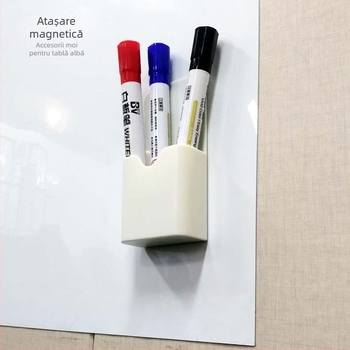 Cutie magnetică din ABS pentru cretă și pixuri, formă pătrată, organizator magnetic pentru birou cu tablă magnetică