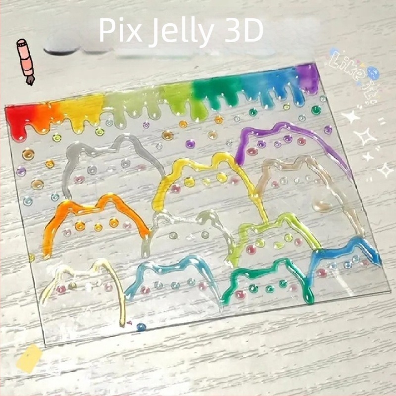 Pix Jelly 3D pentru desen, pix colorat pentru jurnal și marker de evidențiere, destinat elevilor, cu design atrăgător