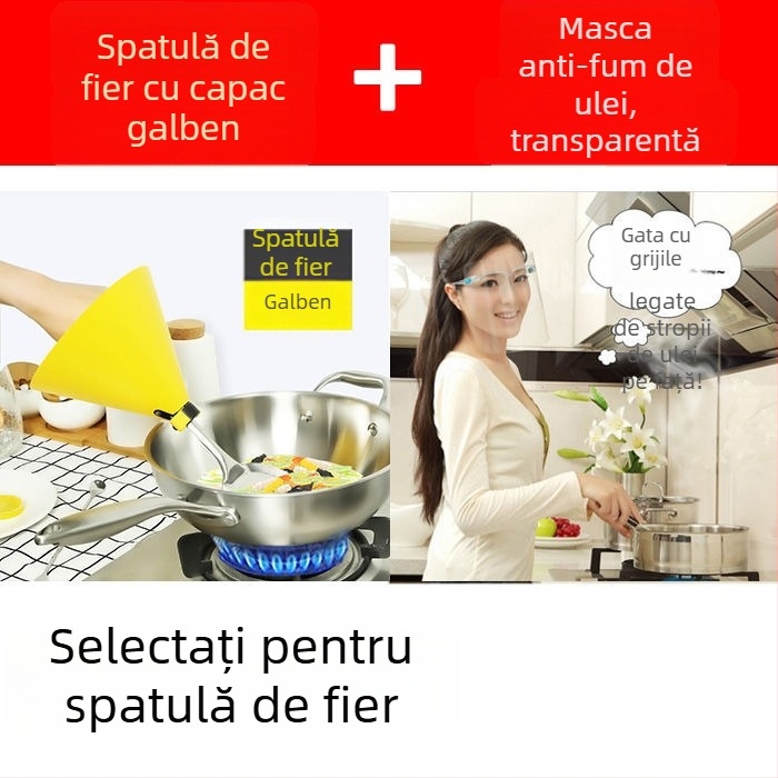 Set protecție anti-stropire ulei la gătit — protecție pentru stropi, capac pentru spatulă, mănuși anti-arsuri