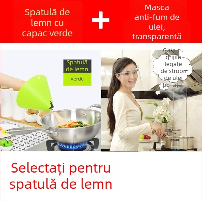 Set protecție anti-stropire ulei la gătit — protecție pentru stropi, capac pentru spatulă, mănuși anti-arsuri