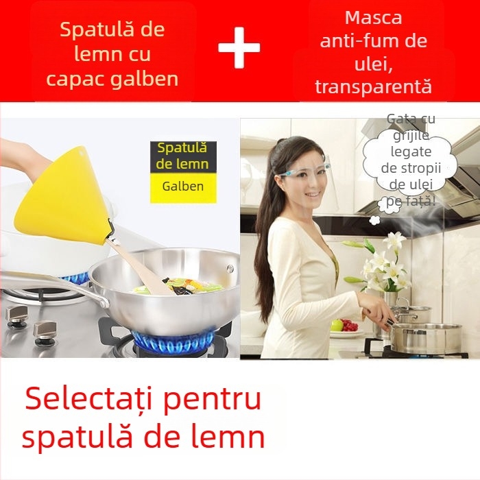Set protecție anti-stropire ulei la gătit — protecție pentru stropi, capac pentru spatulă, mănuși anti-arsuri
