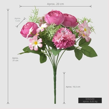 Buchet de trandafiri de mătase cu hortensie și trandafiri ceai — buchet de nuntă pentru purtare, decor de masă și decor pentru casă
