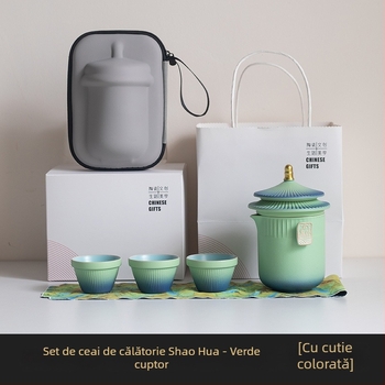 Set de ceai portabil pentru călătorii la Orașul Interzis - set de cadouri din porțelan de înaltă calitate, stil Kung Fu, suvenir de sărbătoare, personalizare cu logo