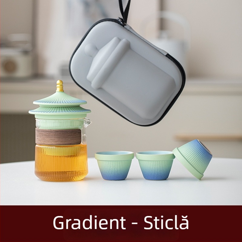 Set de ceai portabil pentru călătorii la Orașul Interzis - set de cadouri din porțelan de înaltă calitate, stil Kung Fu, suvenir de sărbătoare, personalizare cu logo