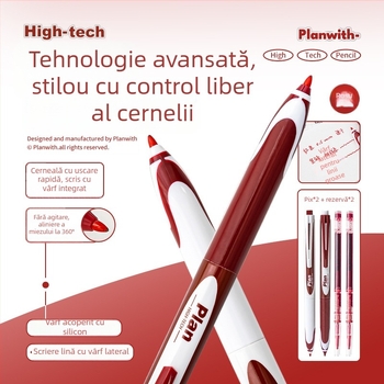 Planwith stilouri gel cu cerneală ce se usucă rapid pentru elevi — set din două pixuri negre cu rezerve de cerneală