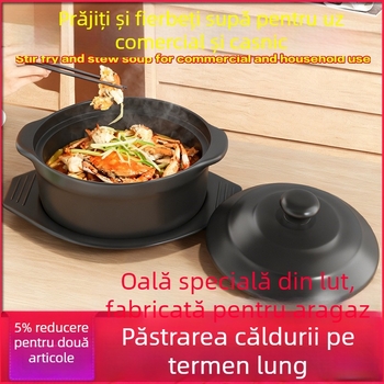 Royal Cooking Oală de ceramică pentru tăiței din orez, mică, clasă comercială, rezistentă la temperaturi înalte, ideală pentru oală picantă, tocană cu amidon de cartofi, pui la cuptor, oală de lut, uz casnic
