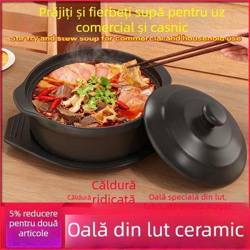 Royal Cooking Oală de ceramică pentru tăiței din orez, mică, clasă comercială, rezistentă la temperaturi înalte, ideală pentru oală picantă, tocană cu amidon de cartofi, pui la cuptor, oală de lut, uz casnic