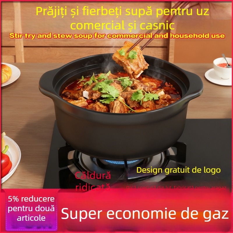 Royal Cooking Oală de ceramică pentru tăiței din orez, mică, clasă comercială, rezistentă la temperaturi înalte, ideală pentru oală picantă, tocană cu amidon de cartofi, pui la cuptor, oală de lut, uz casnic
