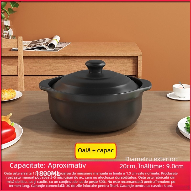 Royal Cooking Oală de ceramică pentru tăiței din orez, mică, clasă comercială, rezistentă la temperaturi înalte, ideală pentru oală picantă, tocană cu amidon de cartofi, pui la cuptor, oală de lut, uz casnic