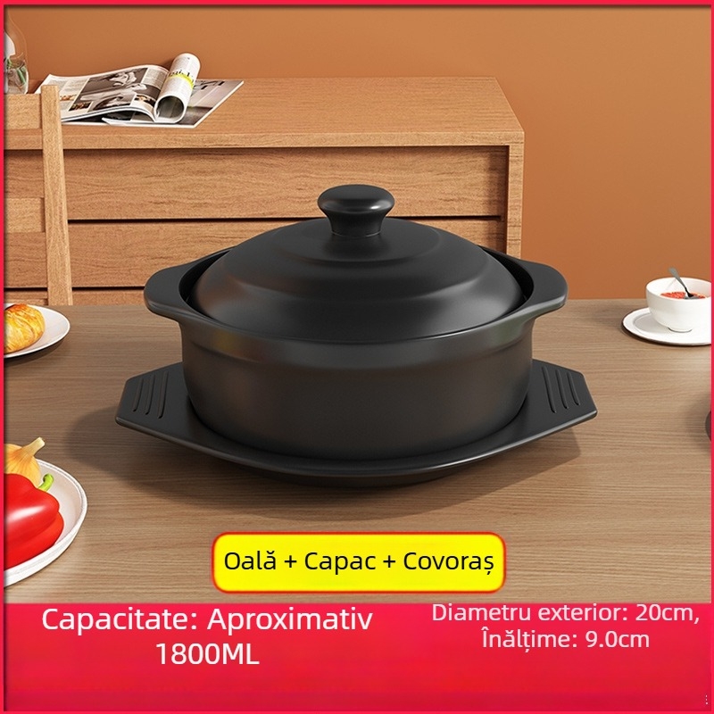 Royal Cooking Oală de ceramică pentru tăiței din orez, mică, clasă comercială, rezistentă la temperaturi înalte, ideală pentru oală picantă, tocană cu amidon de cartofi, pui la cuptor, oală de lut, uz casnic