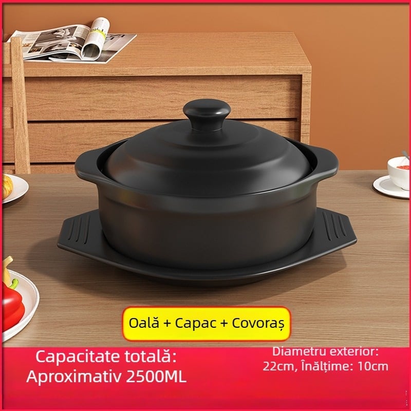 Royal Cooking Oală de ceramică pentru tăiței din orez, mică, clasă comercială, rezistentă la temperaturi înalte, ideală pentru oală picantă, tocană cu amidon de cartofi, pui la cuptor, oală de lut, uz casnic