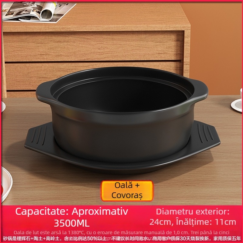 Royal Cooking Oală de ceramică pentru tăiței din orez, mică, clasă comercială, rezistentă la temperaturi înalte, ideală pentru oală picantă, tocană cu amidon de cartofi, pui la cuptor, oală de lut, uz casnic