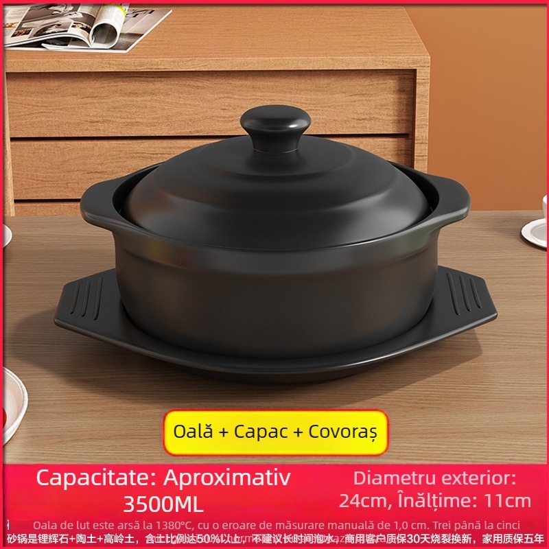 Royal Cooking Oală de ceramică pentru tăiței din orez, mică, clasă comercială, rezistentă la temperaturi înalte, ideală pentru oală picantă, tocană cu amidon de cartofi, pui la cuptor, oală de lut, uz casnic