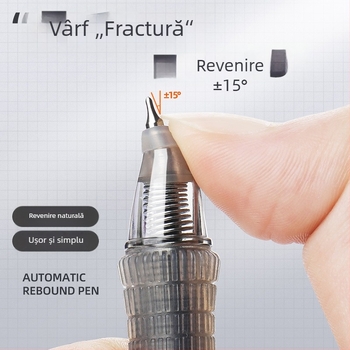 Reversal stilou gel ergonomic, cu priză moale, cerneală neagră cu uscare rapidă, mecanism de apăsare, vârf din oțel inoxidabil
