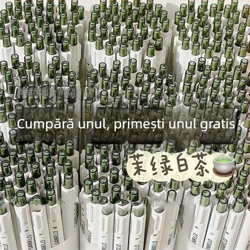 Pix Jasmine White Tea retractabil fără clips, 0,5 mm gel negru pentru studenți