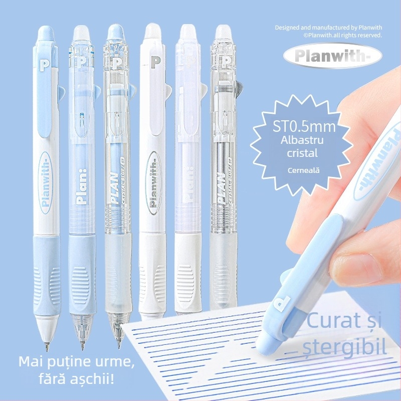 Original Friends Plan Serie Erasabilă de Stilouri Gel, set de 3, 0,5 mm, cerneală albastru cristal