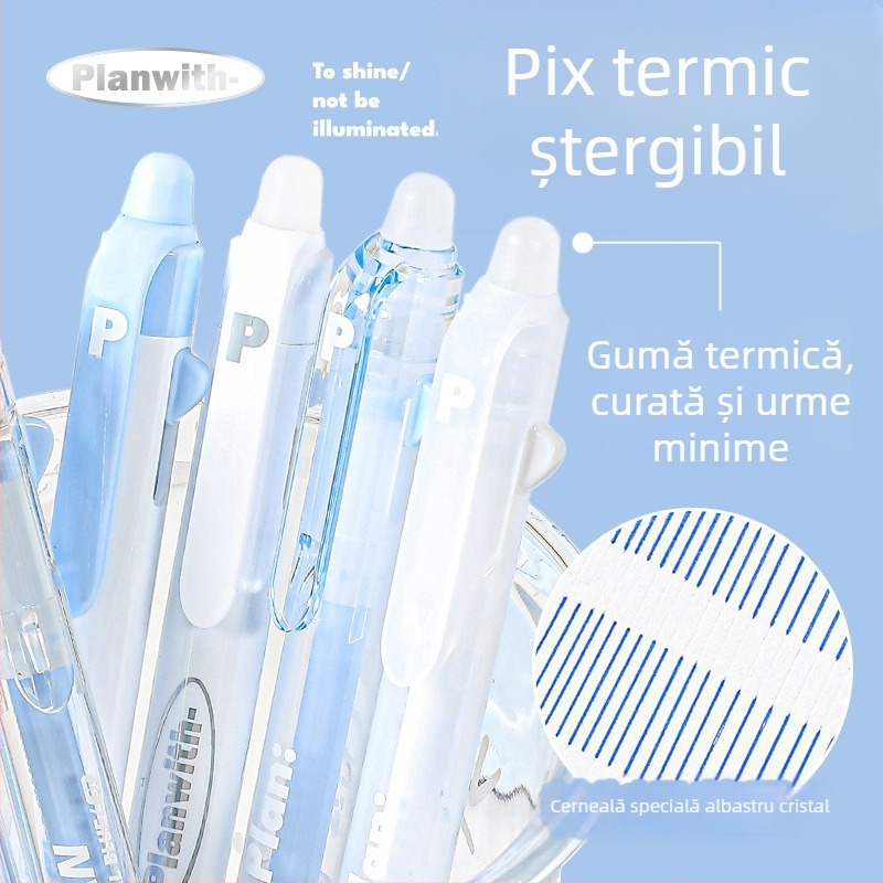 Original Friends Plan Serie Erasabilă de Stilouri Gel, set de 3, 0,5 mm, cerneală albastru cristal