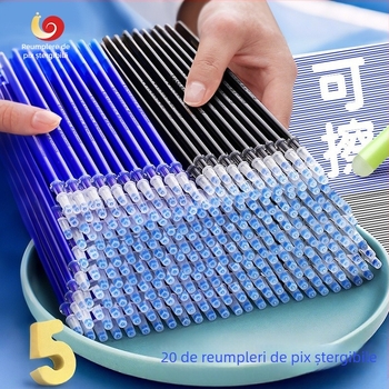 Refil gel șters cu cerneală termică – 0,5 mm, albastru-negru, pentru elevi clasele 3–5