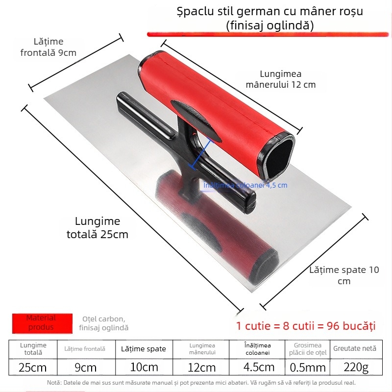 Yinghe mistrie push knife pentru tencuit și nivelare, unealtă pentru plăci, oțel inox, bază din oțel de carbon, 250/300 mm