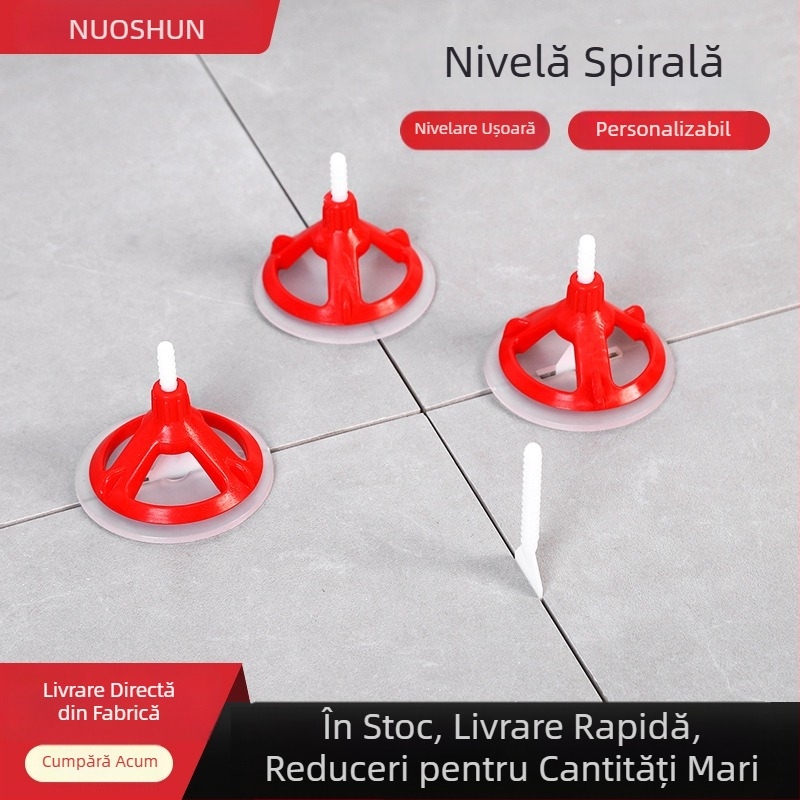 Noshun nivelator spiral din POM pentru plăci — instrument reutilizabil pentru poziționarea rosturilor la plăcile de perete și podea