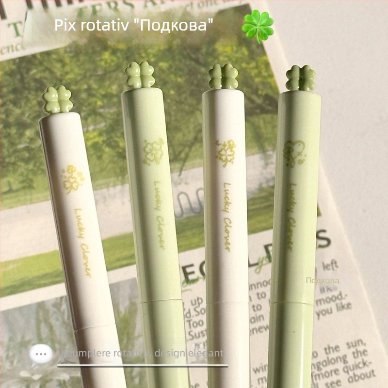 Pix gel rotativ, 0,5 mm, șters termic, trifoi cu patru foi, pentru elevi, în cutie