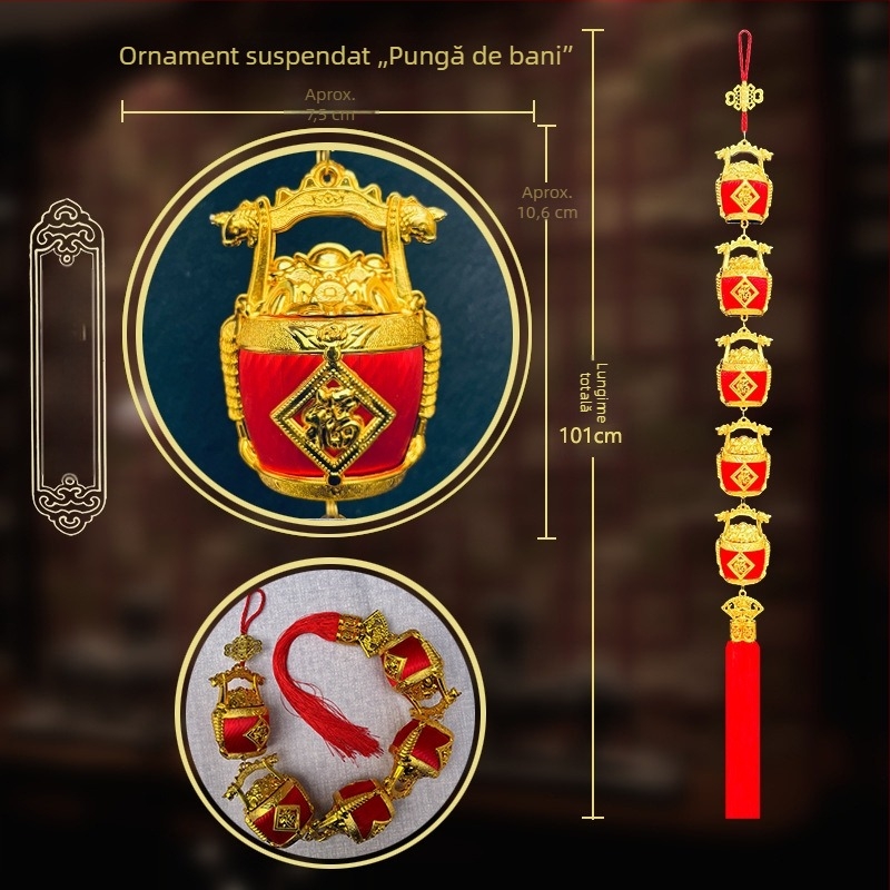 Ghirlandă cu mini lămpi norocoase și mărgele de mătase pentru decor interior de Festivalul Primăverii