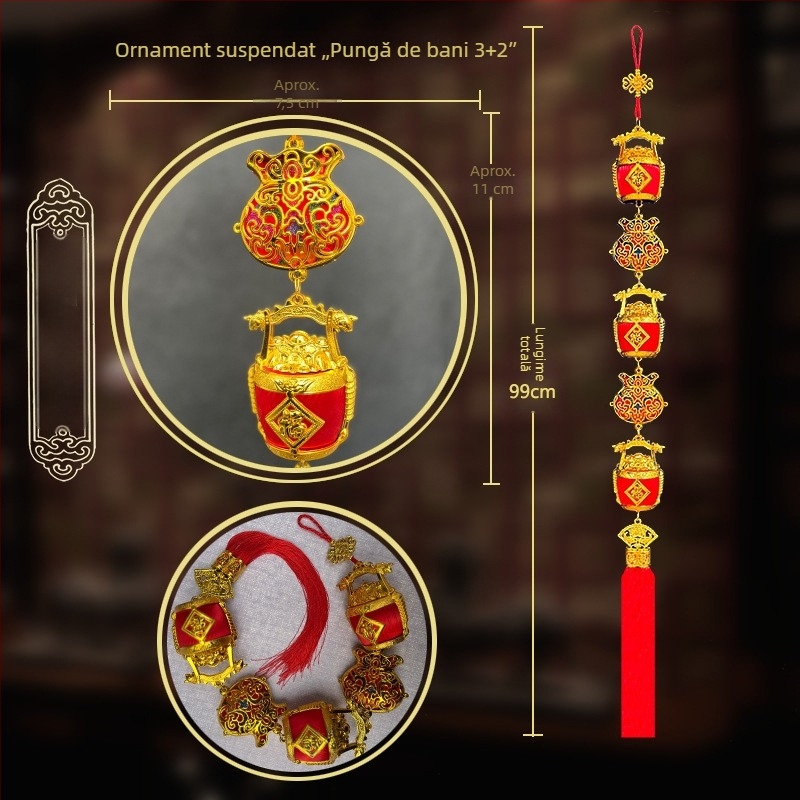 Ghirlandă cu mini lămpi norocoase și mărgele de mătase pentru decor interior de Festivalul Primăverii