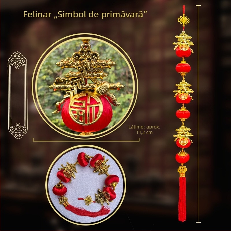 Ghirlandă cu mini lămpi norocoase și mărgele de mătase pentru decor interior de Festivalul Primăverii