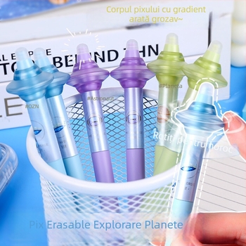 Pix rotativ pentru explorarea planetelor, corp în gradient, ștergător, vârf din oțel inoxidabil, stil brush cu temă astronaut