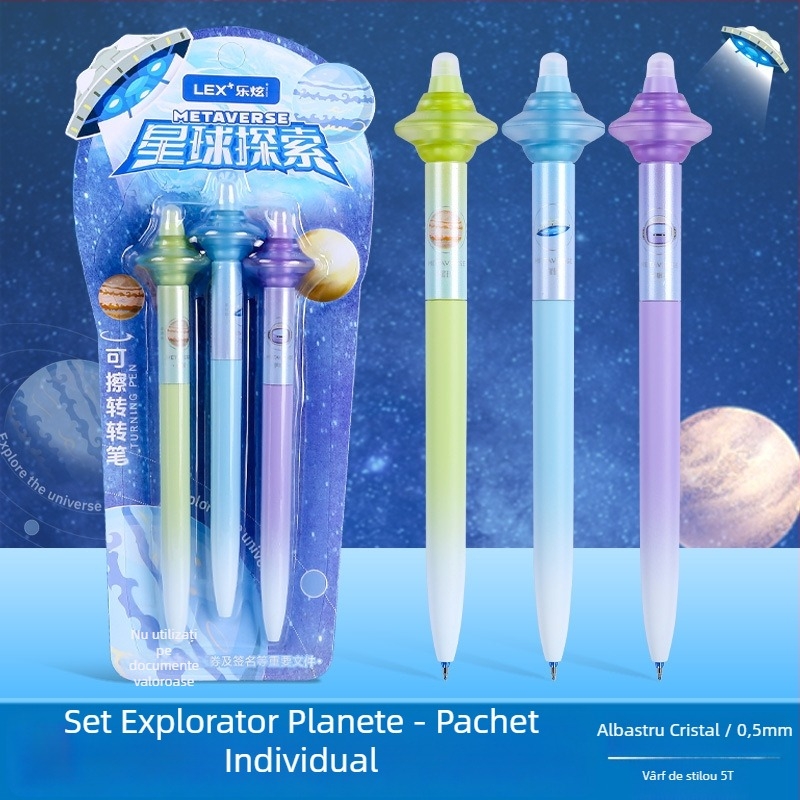 Pix rotativ pentru explorarea planetelor, corp în gradient, ștergător, vârf din oțel inoxidabil, stil brush cu temă astronaut