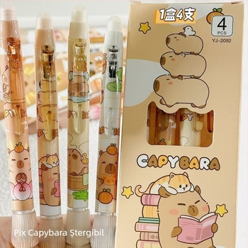 Capybara pix cu apăsare, gel pentru elevi, husă protectoare drăguță, albastru-cristal-negru, vârf ST, uscare rapidă 0,5 mm
