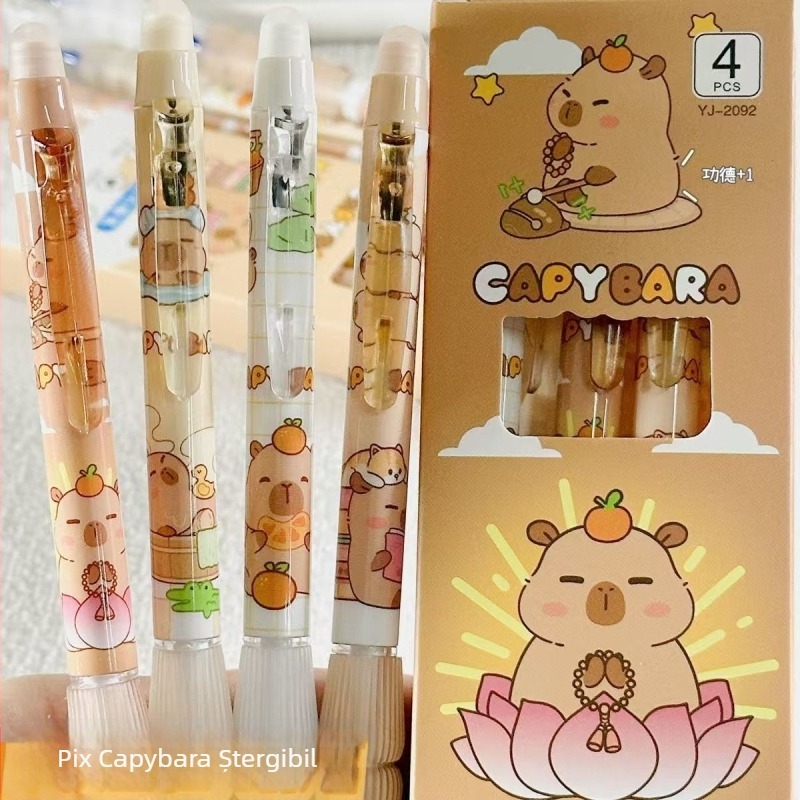 Capybara pix cu apăsare, gel pentru elevi, husă protectoare drăguță, albastru-cristal-negru, vârf ST, uscare rapidă 0,5 mm