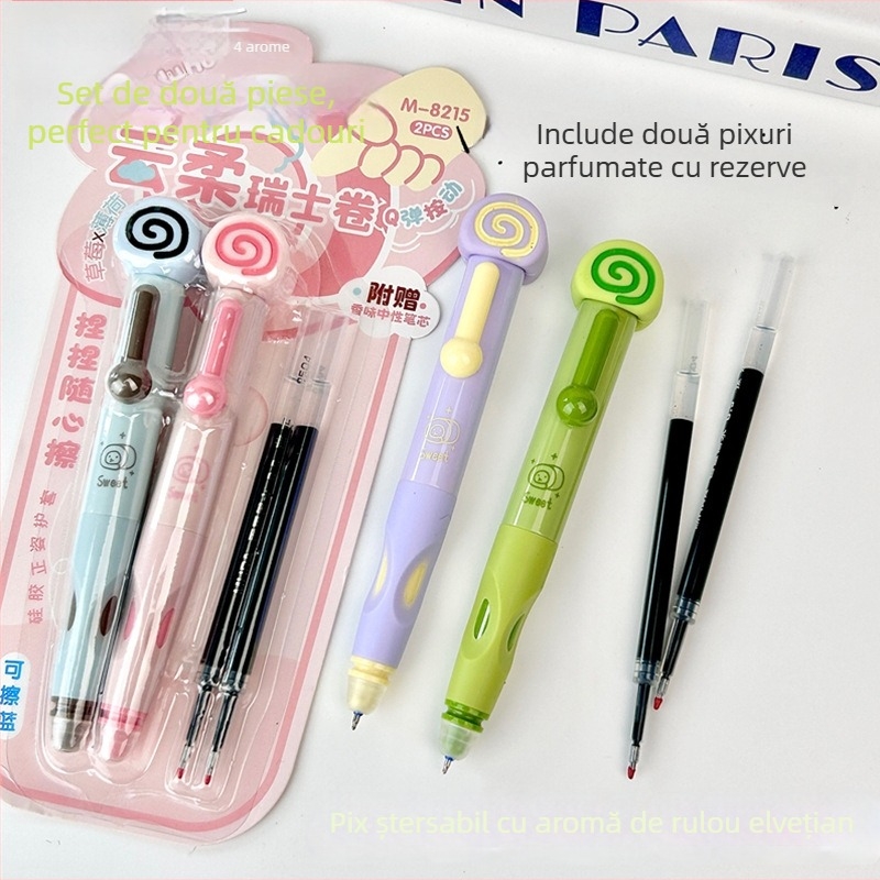 Mule Yunrou stilou gel ștergător albastru, vârf 0,5 mm, pe bază de apă, cu aromă de gumă de șters