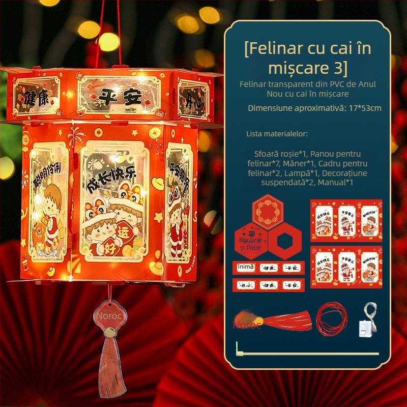 Felin nou pentru Festivalul de Toamnă pentru copii, felinar portabil iluminat în stil Hanfu clasic, lampă de palat, kit DIY