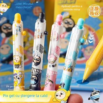 Maihe Eggman Party set stilou gel șters cu cerneală albastră cristal, retractabil, design desen animat