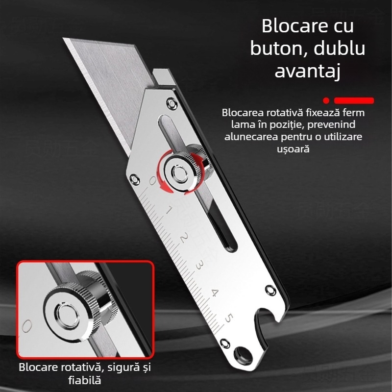 Cuțit utilitar din oțel inoxidabil, lamă îngroșată, riglă de măsurare și tăierea hârtiei