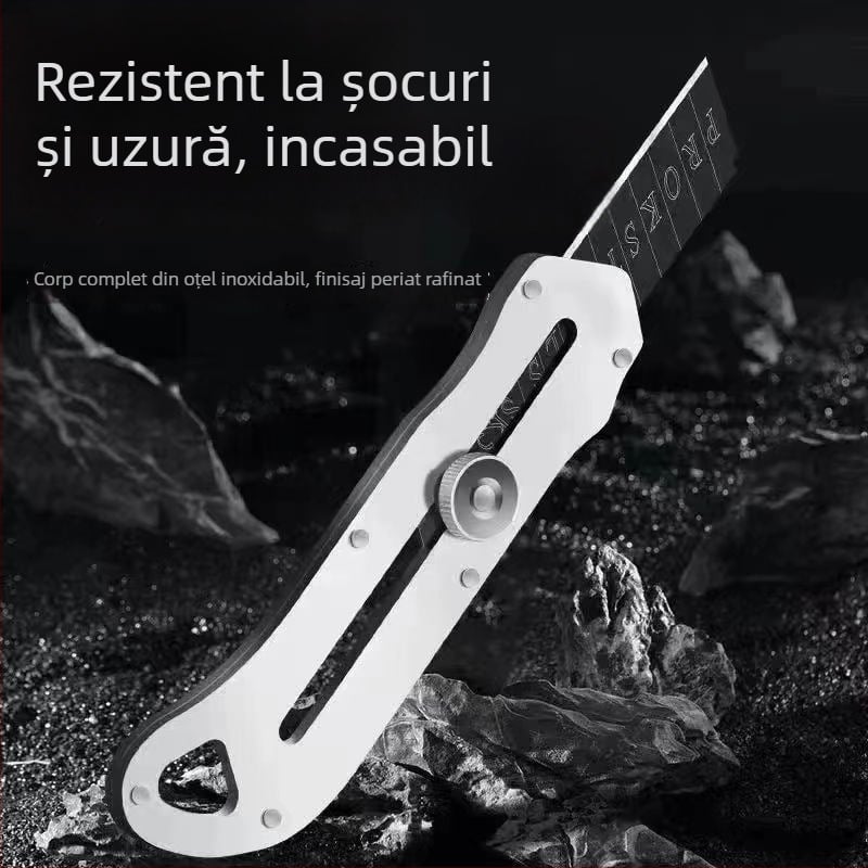 Cuțit utilitar din oțel masiv, pentru tăierea hârtiei și a tapetului – robust, de calitate industrială