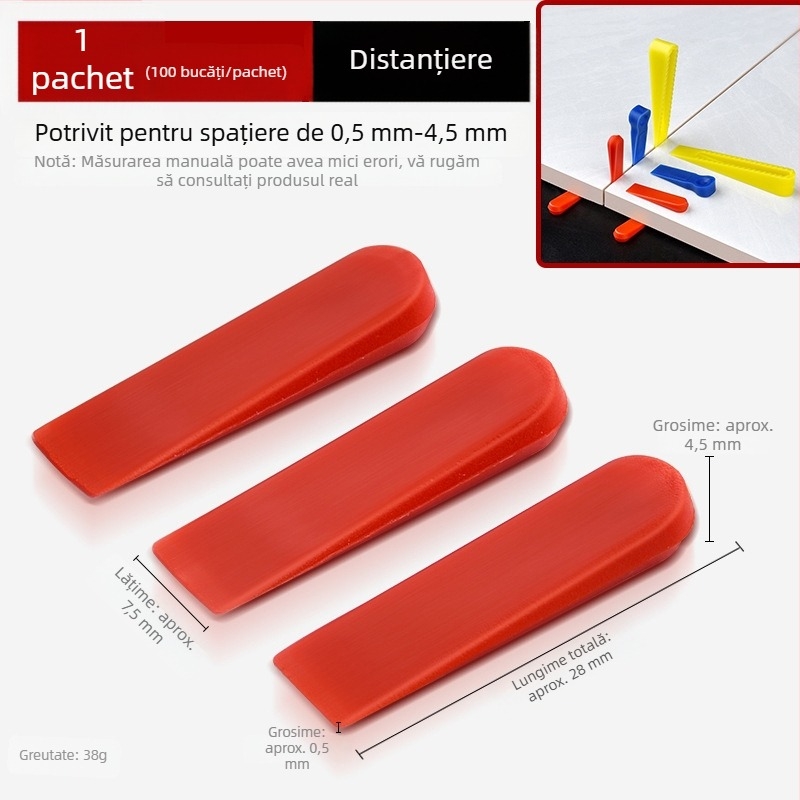 Instrument de poziționare și nivelare a plăcilor, cu clips încrucișați, pentru plăci pe perete și podea